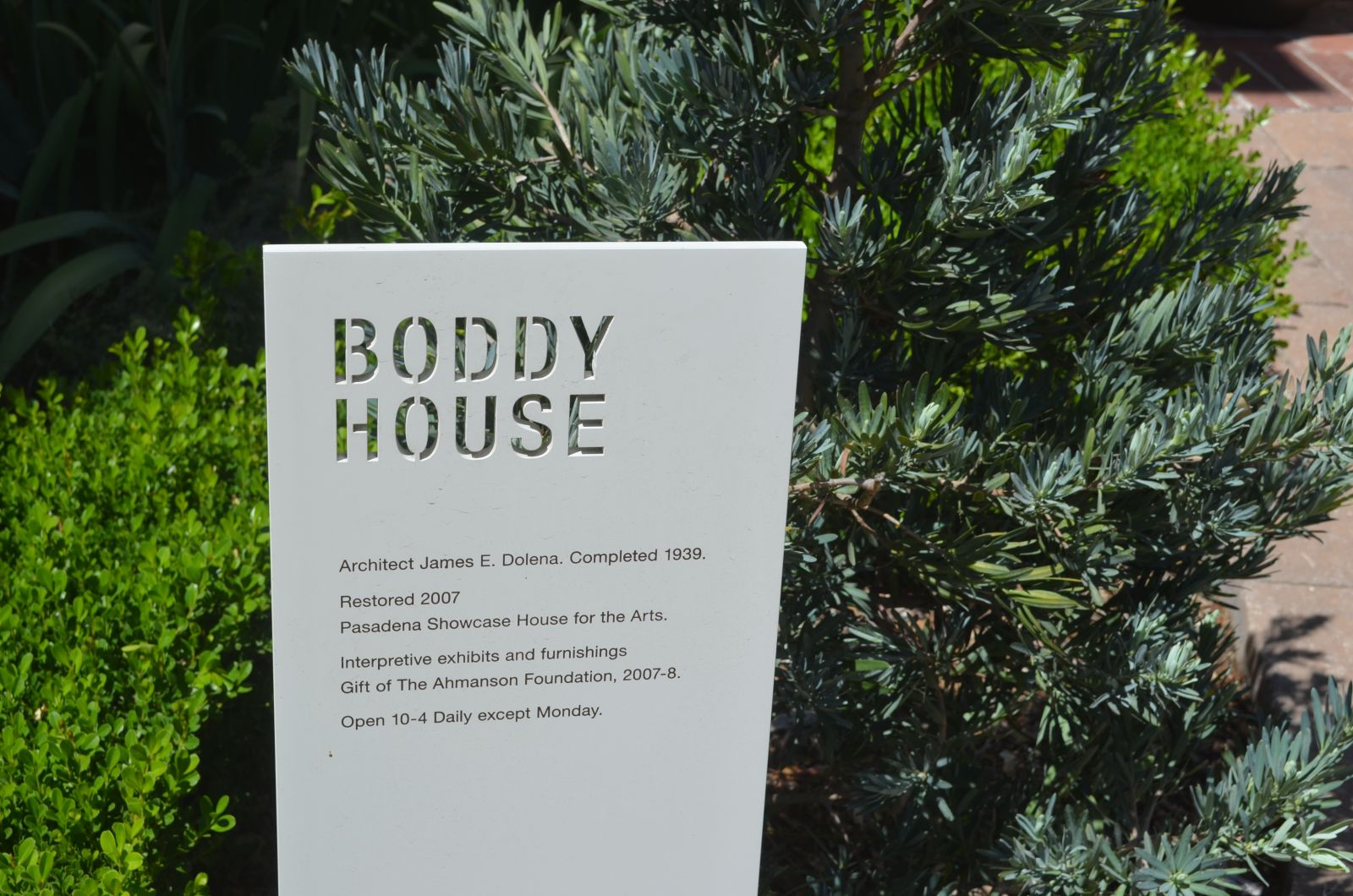 Descanso Gardens Boddy House sign