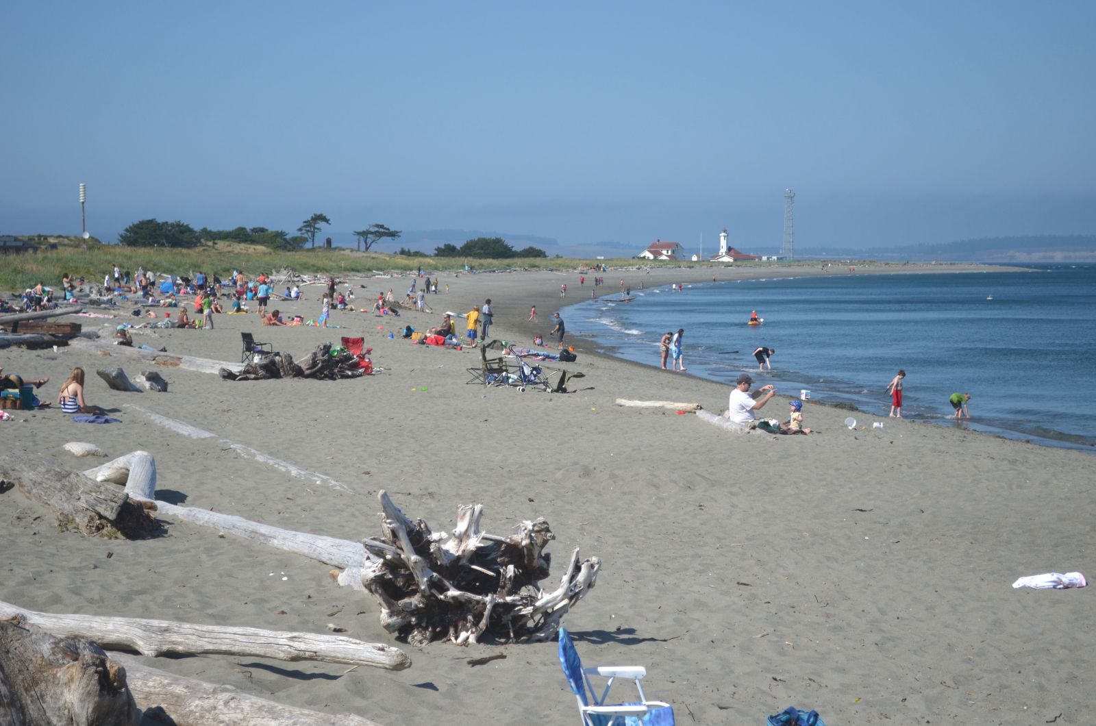 Popular sandy beach at Fort Worden.